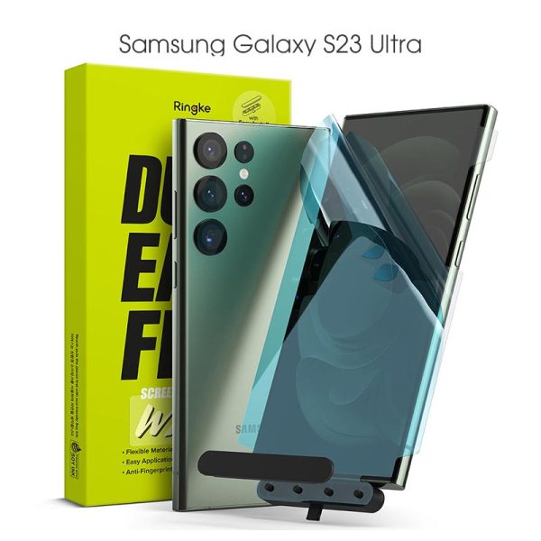 combo 2 dan manh hinh samsung galaxy s23 ultra ringke dual easy film wing