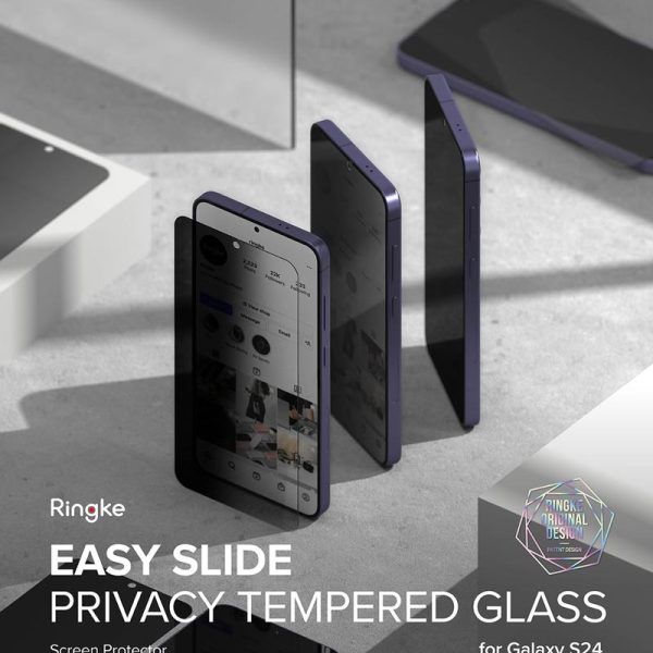 dán cường lực chống nhìn trộm Samsung galaxy s24 ringke easy slide privacy tempered glass