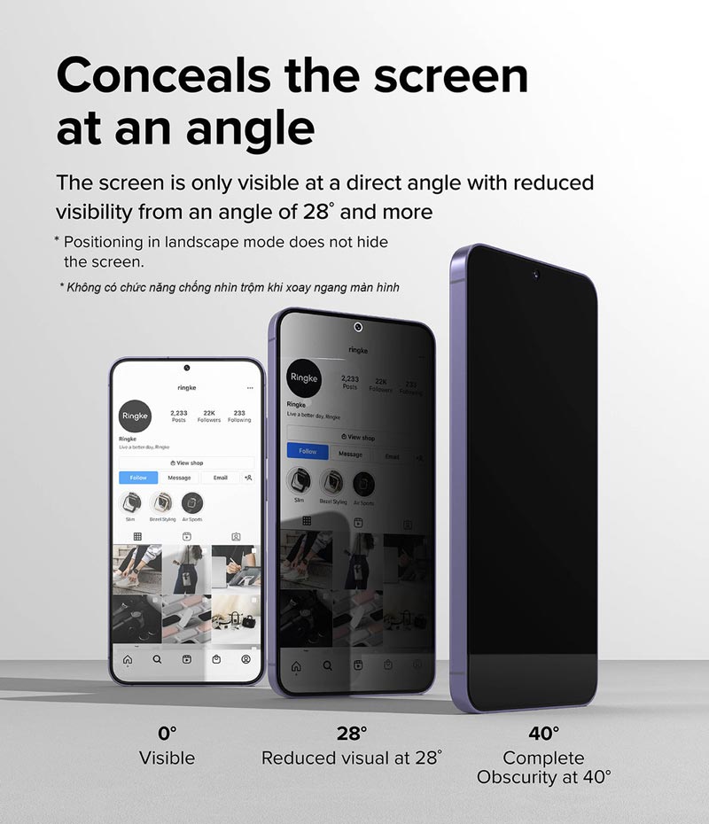 dán cường lực chống nhìn trộm Samsung galaxy s24 ringke easy slide privacy tempered glass