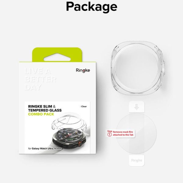 vỏ ốp kèm dán cường lực Galaxy Watch Ultra Ringke Slim & Glass