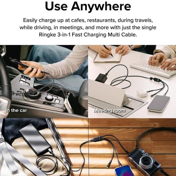 cáp sạc nhanh đa năng ringke 3-in-1 fast charging multi cable