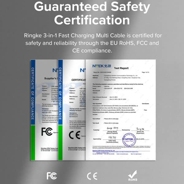 cáp sạc nhanh đa năng ringke 3-in-1 fast charging multi cable