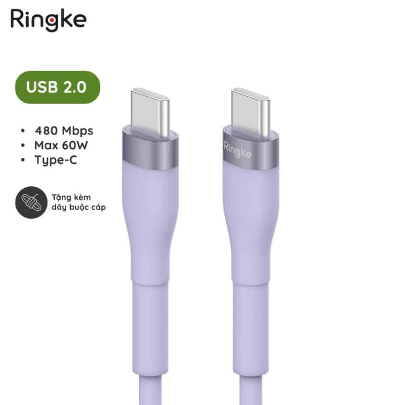 cáp sạc nhanh ringke fast charging pastel cable c-to-c