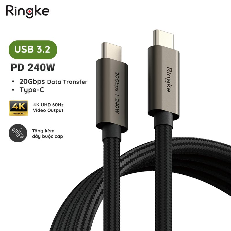 cáp sạc nhanh Ringke USB-3.2 Gen 2X2 USB-C Cable