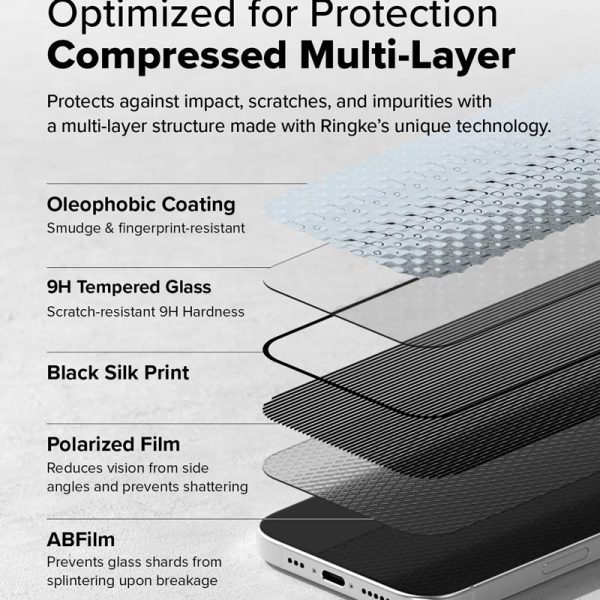 dán cường lực chống nhìn trộm iPhone 16 plus ringke easy slide privacy tempered glass