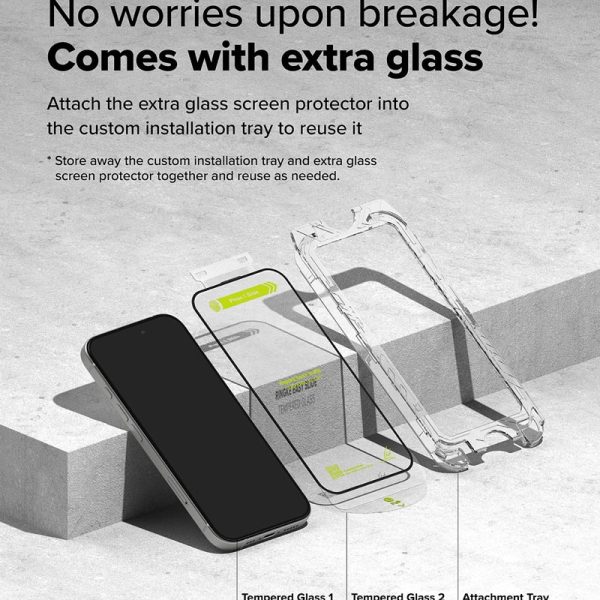 dán cường lực iPhone 16/iPhone 15 ringke easy slide tempered glass