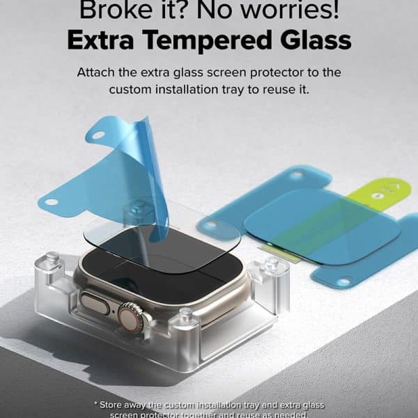 Bộ 2 dán cường lực Apple Watch Ultra 2/1 Ringke Easy Slide Tempered Glass