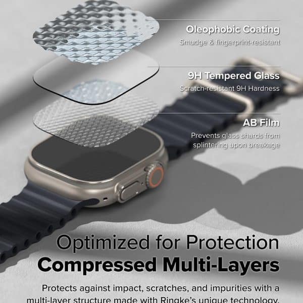 Bộ 2 dán cường lực Apple Watch Ultra 2/1 Ringke Easy Slide Tempered Glass