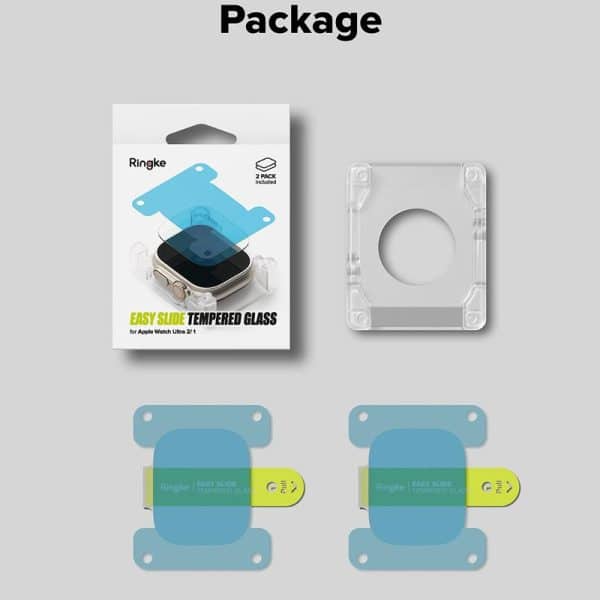 Bộ 2 dán cường lực Apple Watch Ultra 2/1 Ringke Easy Slide Tempered Glass