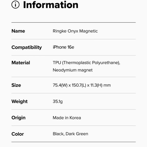 Ốp lưng iPhone 16e Ringke Onyx Magnetic
