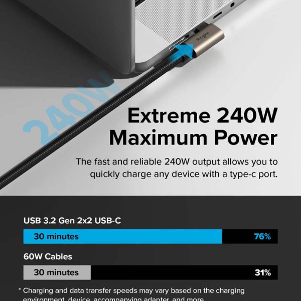 Cáp sạc nhanh Ringke 90 degree USB 3.2 Gen 2x2 USB-C