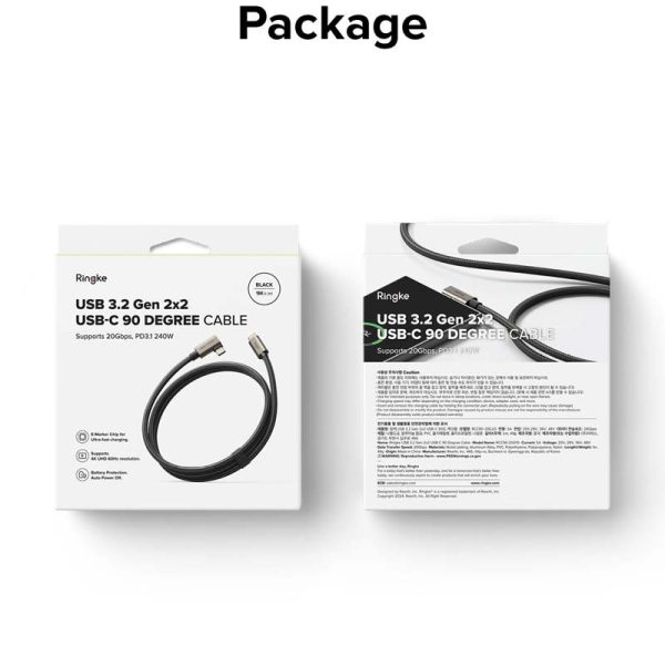 Cáp sạc nhanh Ringke 90 degree USB 3.2 Gen 2x2 USB-C