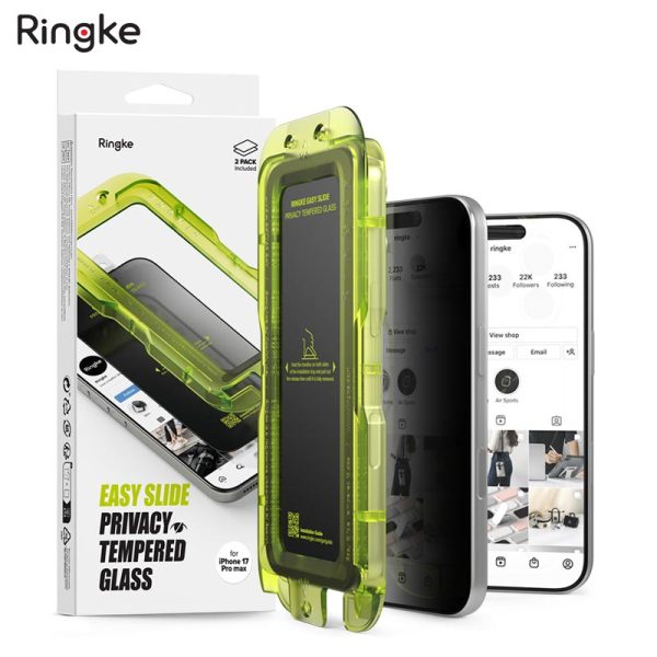 Dán cường lực chống nhìn trộm iPhone 17 Pro Max RINGKE Easy Slide Privacy Tempered Glass