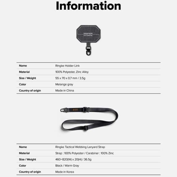 Dây đeo Ringke Holder Link Tactical Webbing Lanyard Strap